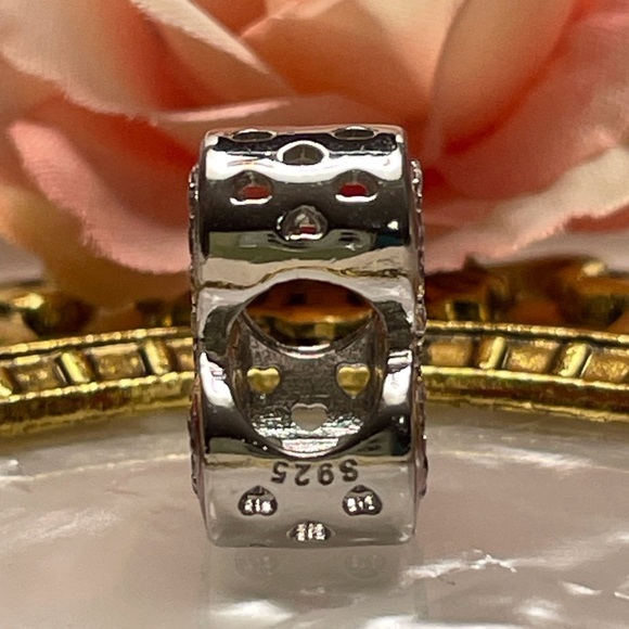 Charm for Pandora Bracelet Pink Barbie B with Rhinestones Sterling Silver - Picture 6 of 8